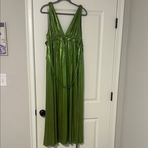 Sincerely Jules Shimmery Olive Green Maxi Dress